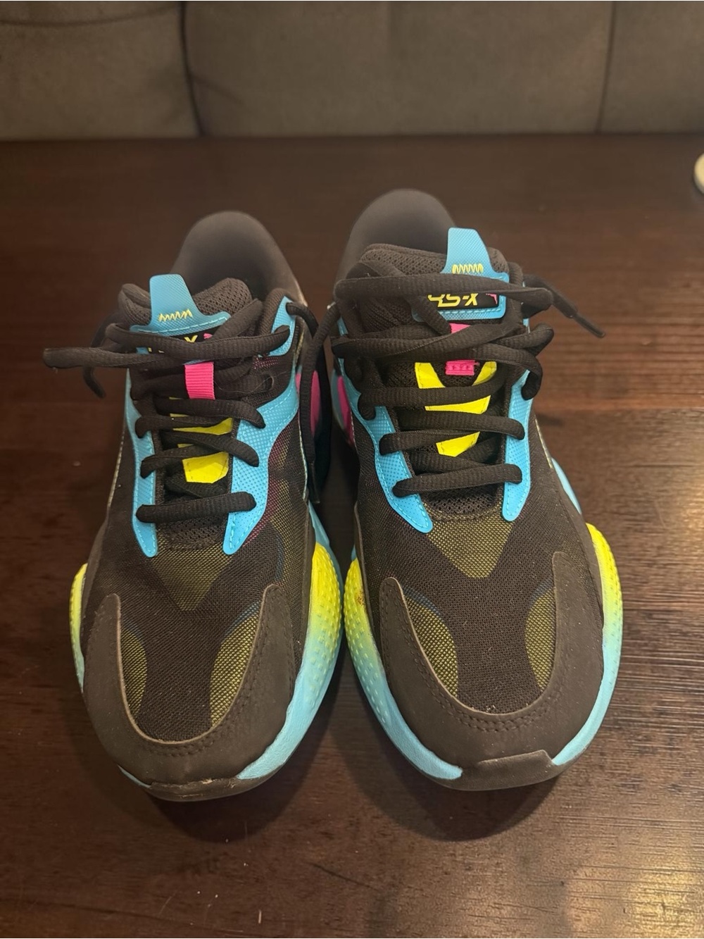 Women Multicolor PUMA Athletic Sneakers - Black with Blue, Yellow & Pink